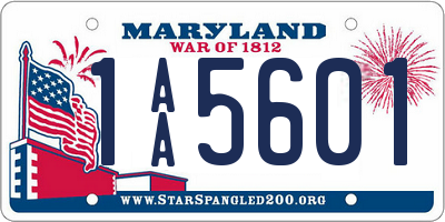 MD license plate 1AA5601