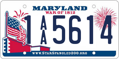 MD license plate 1AA5614