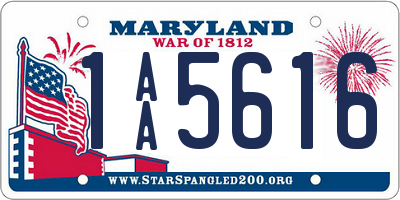 MD license plate 1AA5616