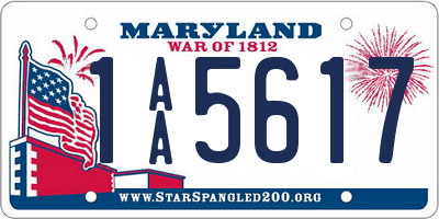 MD license plate 1AA5617