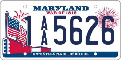 MD license plate 1AA5626