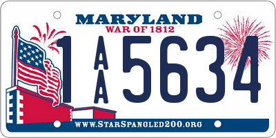 MD license plate 1AA5634