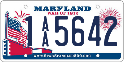 MD license plate 1AA5642