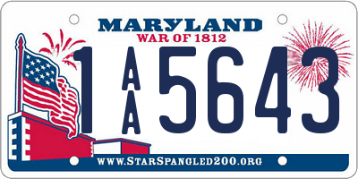 MD license plate 1AA5643