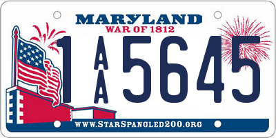 MD license plate 1AA5645