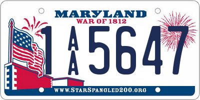 MD license plate 1AA5647