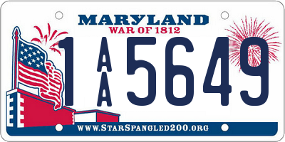 MD license plate 1AA5649