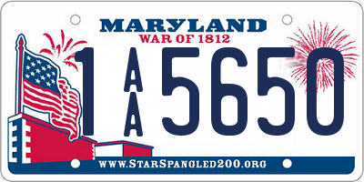 MD license plate 1AA5650