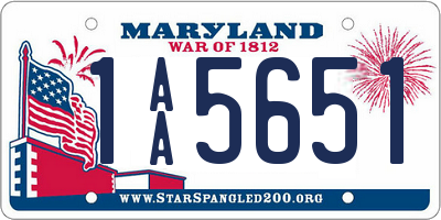 MD license plate 1AA5651