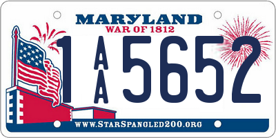 MD license plate 1AA5652