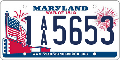 MD license plate 1AA5653