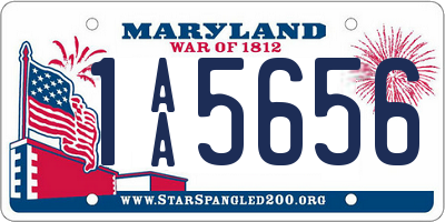 MD license plate 1AA5656