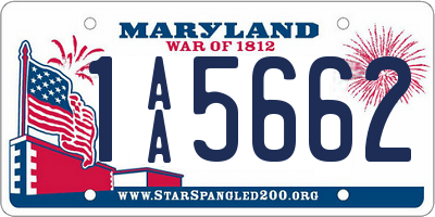 MD license plate 1AA5662