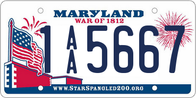 MD license plate 1AA5667