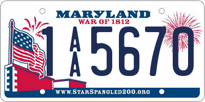 MD license plate 1AA5670