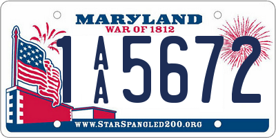 MD license plate 1AA5672