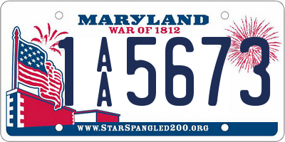 MD license plate 1AA5673