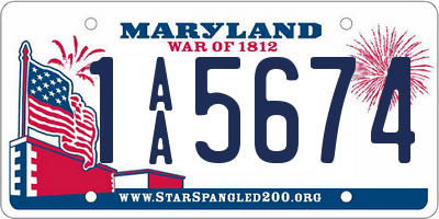 MD license plate 1AA5674