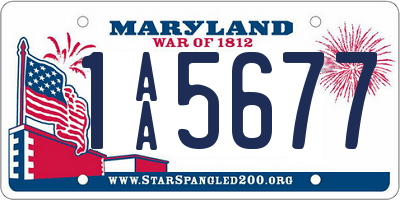 MD license plate 1AA5677