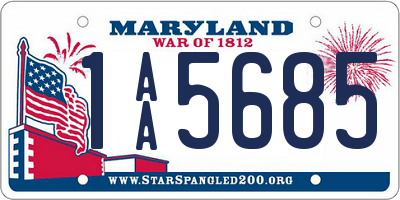 MD license plate 1AA5685