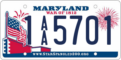 MD license plate 1AA5701