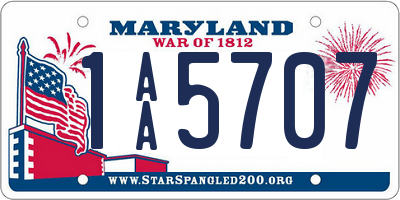 MD license plate 1AA5707