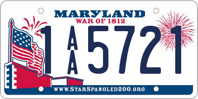 MD license plate 1AA5721