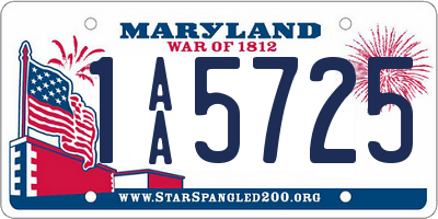 MD license plate 1AA5725