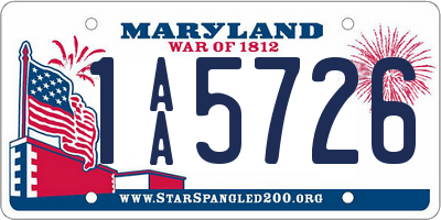 MD license plate 1AA5726