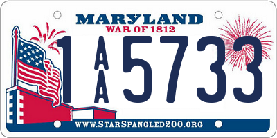 MD license plate 1AA5733