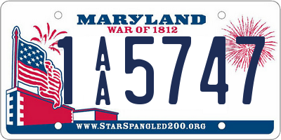 MD license plate 1AA5747