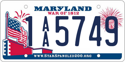 MD license plate 1AA5749