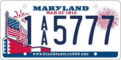 MD license plate 1AA5777
