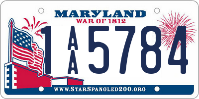 MD license plate 1AA5784