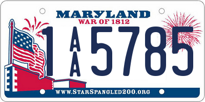 MD license plate 1AA5785