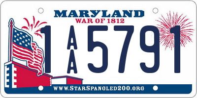 MD license plate 1AA5791