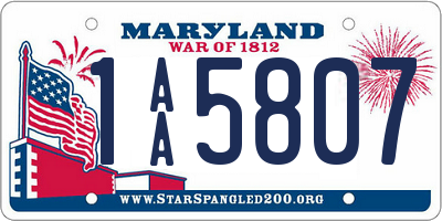 MD license plate 1AA5807