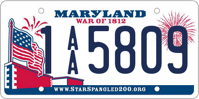 MD license plate 1AA5809