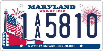 MD license plate 1AA5810