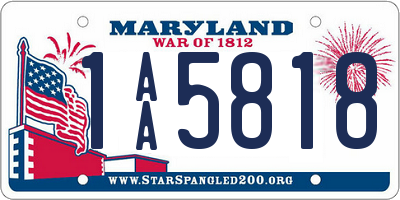MD license plate 1AA5818