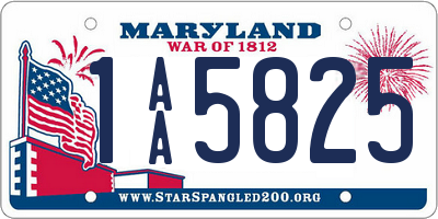 MD license plate 1AA5825