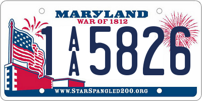 MD license plate 1AA5826