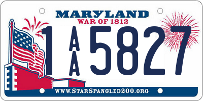 MD license plate 1AA5827