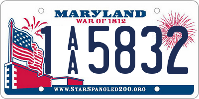 MD license plate 1AA5832