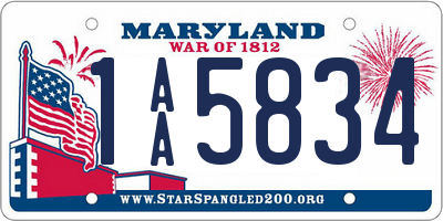 MD license plate 1AA5834