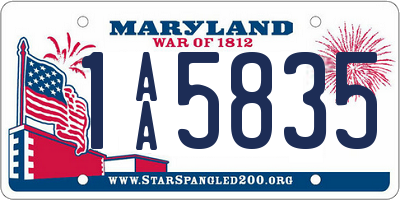 MD license plate 1AA5835