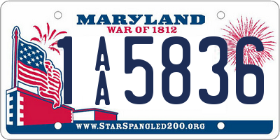 MD license plate 1AA5836