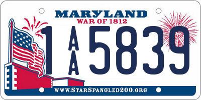 MD license plate 1AA5839