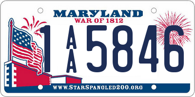 MD license plate 1AA5846