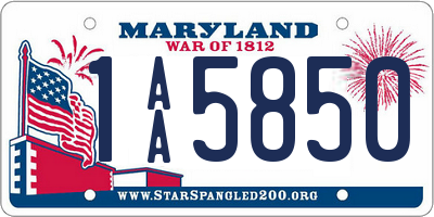 MD license plate 1AA5850